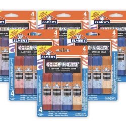 Elmer’s Color 'n Glitz Glue Sticks, Washable, Assorted Colors, 24 Count (6 Packs of 4)